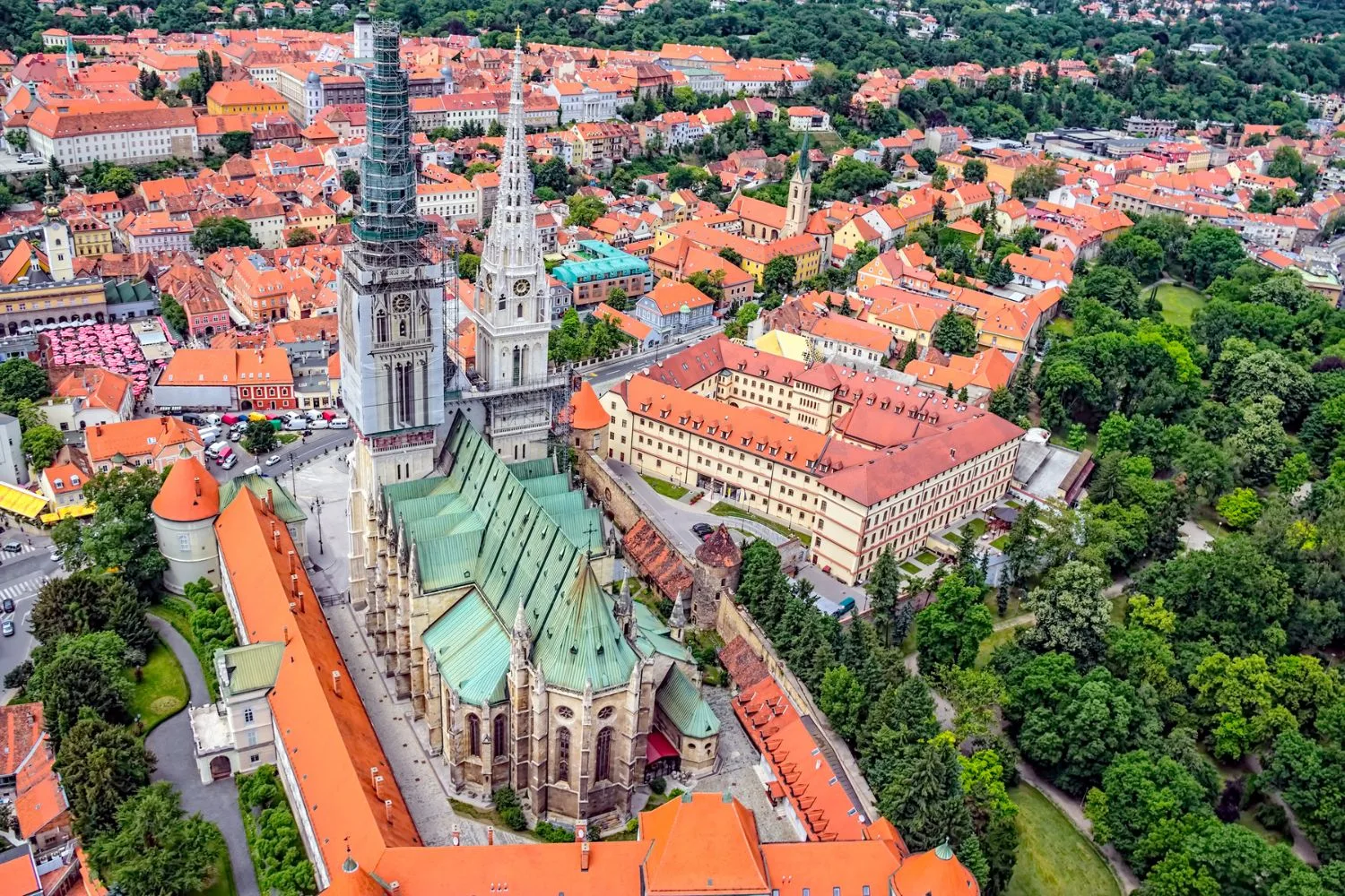 Zagreb Cathedral aerial view, Zagreb Airport private transfer